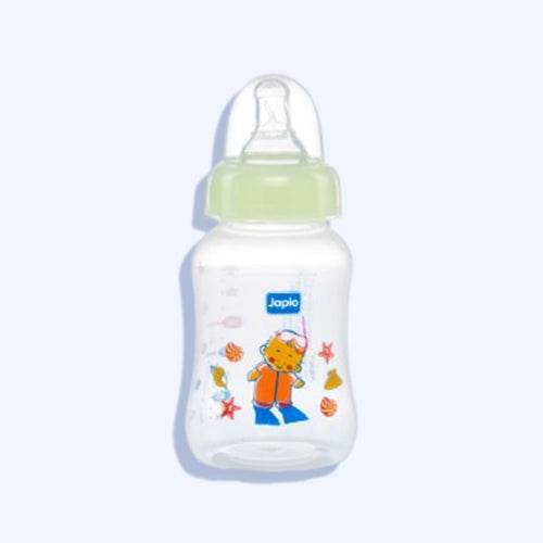 جابلو ببرونه ستريم لاين مزودة بحلمة مضادة للمغص وخلاط ماء فاتر مقاس 140 مل (كارت) لون اخضر فاتح - Nabda Egypt