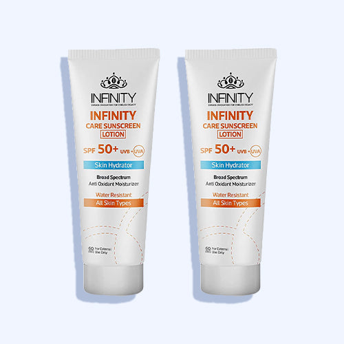 Infinity Care Sunscreen Spf+50 Water Resistant Skin Hydrator All Skin Types Lotion 60 Ml (1+1)