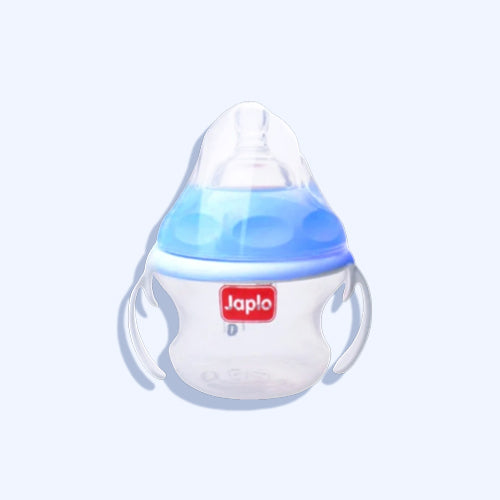 Japlo Nana Feeding Bottle. For Natural Feeding Like The Sensation Of Breastfeeding. With An Anti-Colic Nipple And A Colored Digital Scale For Mixing Lukewarm Water.With Seprated Handes. Size 160 Ml Baby Blue Color