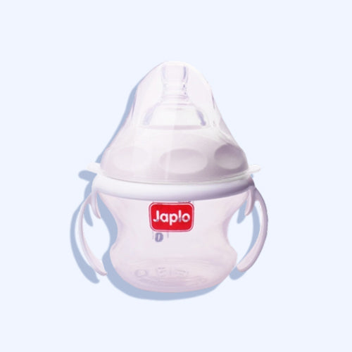 Japlo Nana Feeding Bottle. For Natural Feeding Like The Sensation Of Breastfeeding. With An Anti-Colic Nipple And A Colored Digital Scale For Mixing Lukewarm Water.With Seprated Handes. Size 160 Ml White Color
