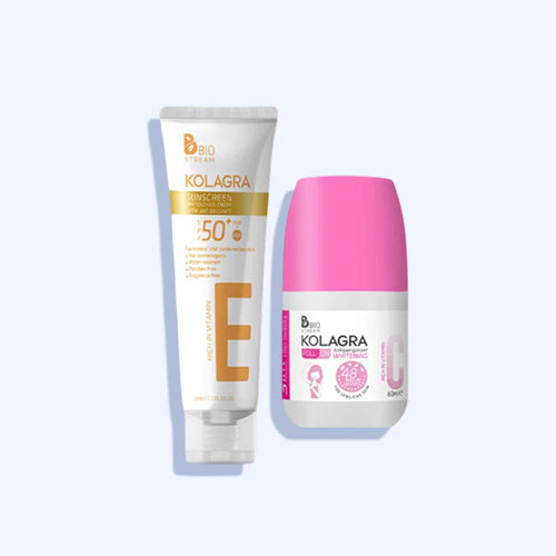 Kolagra Sun Screen Spf50+ Gel Cream 50 Ml + Kolagra Roll On Berry 60 Ml