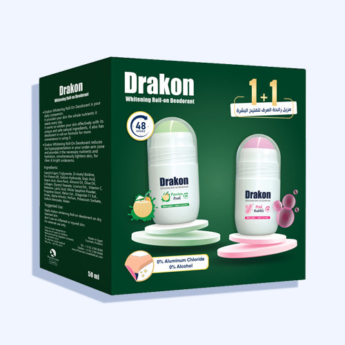Drakon Whitening Pink Bubble Deodorant Roll On 50 Ml +Drakon Whitening Passion Paeak Deodorant Roll On 50 Ml
