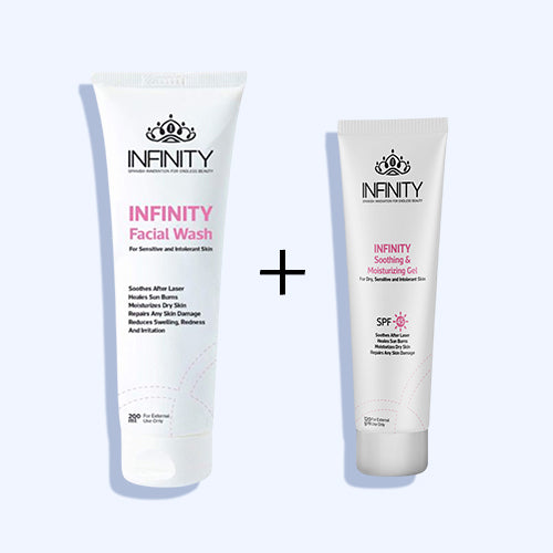 Infinity Post Laser Soothing For Facial Wash 200 Ml +Infinity Post Laser Soothing & Moisturizing Spf +45 Gel 120 Ml