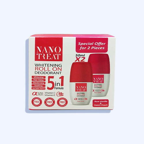 Nano Treat Deodorant Rose Vanilla Roll-On 50ml + Nano Treat Deodorant Peach Roll-On 50ml