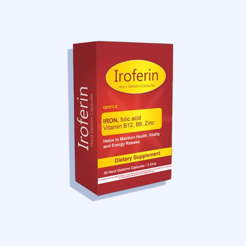 ايروفيرين مكمل غذائي لنقص الحديد 30 كبسولة جيلاتينية صلبة.