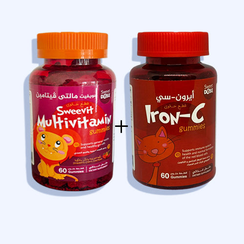 سويت دوز أيرون - سى 60 حلوى جيلاتينية + سويت دوز سويفيت مالتى فيتامين 60 قطع حلوي